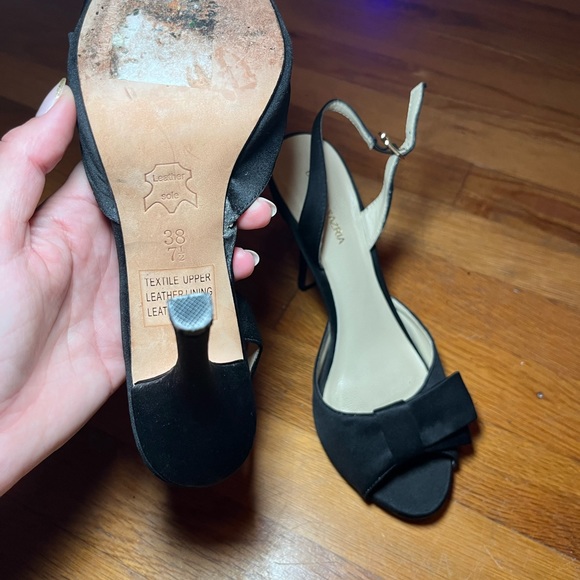 BCBGMaxAzria | Black Satin Bow Heels Size 7.5 - Picture 3 of 6